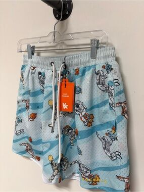 YoungLA Light Blue Astronaut Print Swim Trunks